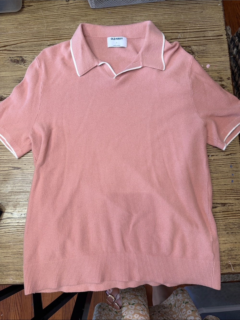 Old Navy Men’s Peach Polo with White Trim
